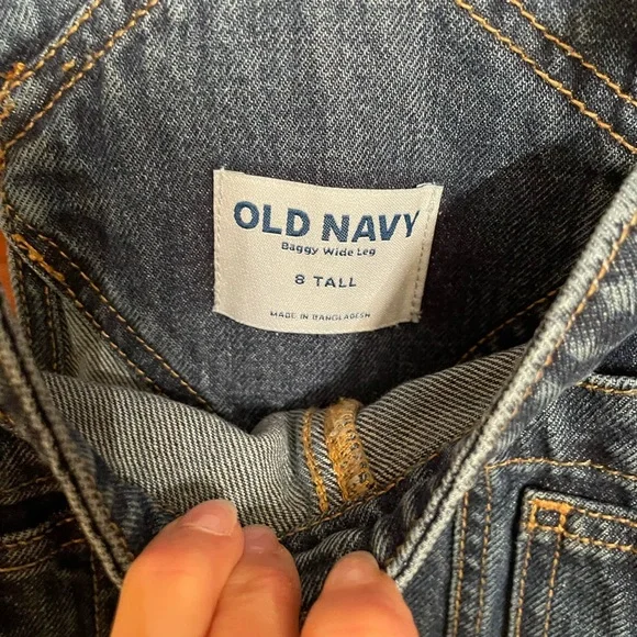 Old Navy Blue Jean Overalls Denim Distressed - Picture 2 of 6